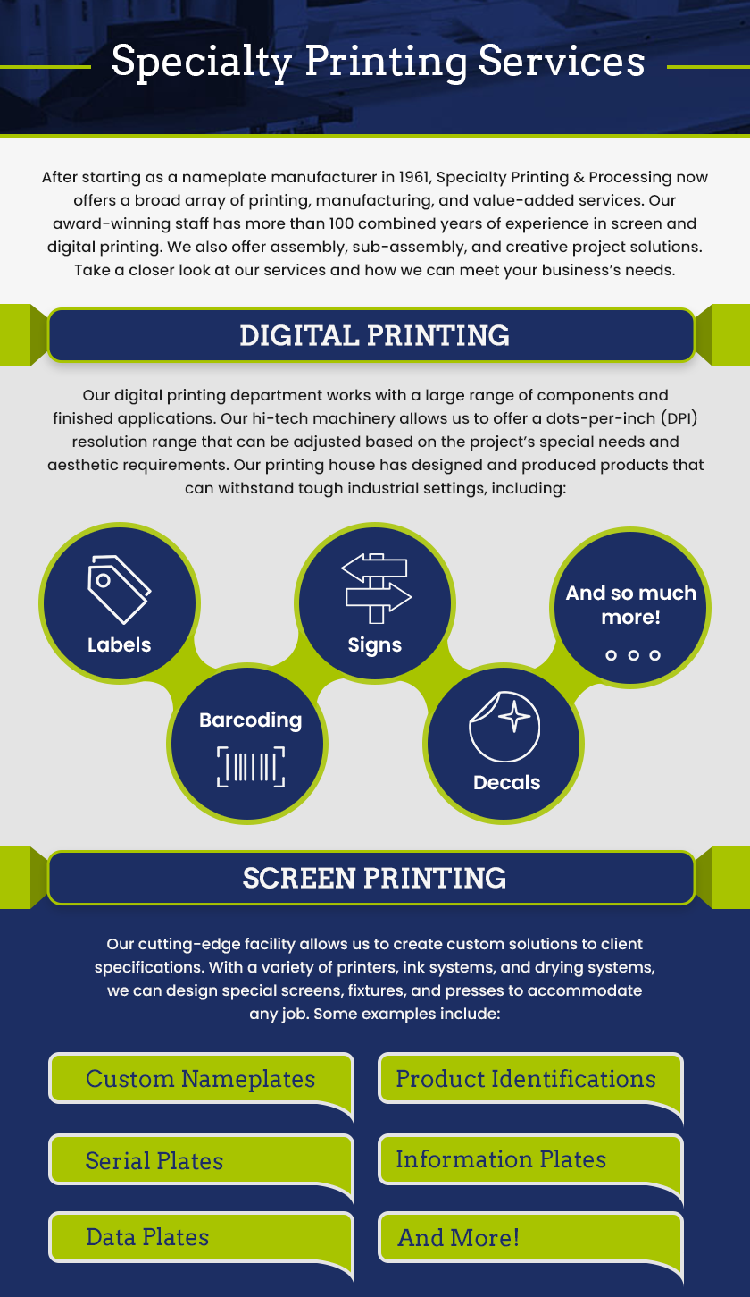 Specialty Printing Services